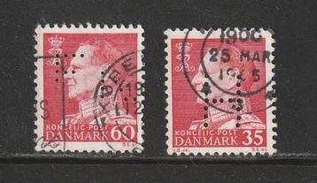2x perfins in zegels Denemarken beschikbaar voor biedingen
