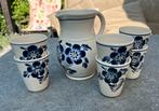 Delfts blauw handgeschilderd kan met 6 bekers, Antiek en Kunst, Ophalen of Verzenden