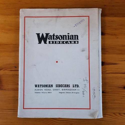 Watsonian Sidecar Replacement part lists, Boeken, Motoren, Zo goed als nieuw, Merk of Model, Ophalen of Verzenden
