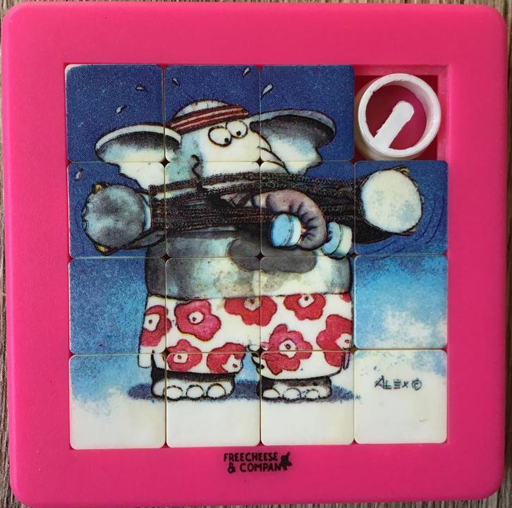 Freecheese & Company schuifpuzzel olifant - ZGAN, Hobby en Vrije tijd, Denksport en Puzzels, Zo goed als nieuw, Overige typen