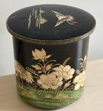 Vintage De Gruyter Blik met Kraanvogels en Bloemen, Verzamelen, Blikken, Ophalen of Verzenden, Gebruikt, Koek(jes), Overige merken