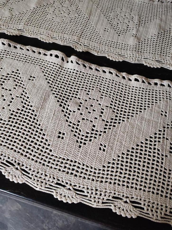 Vintage Gehaakte gordijntjes valletjes, Antiek en Kunst, Antiek | Kleden en Textiel, Ophalen