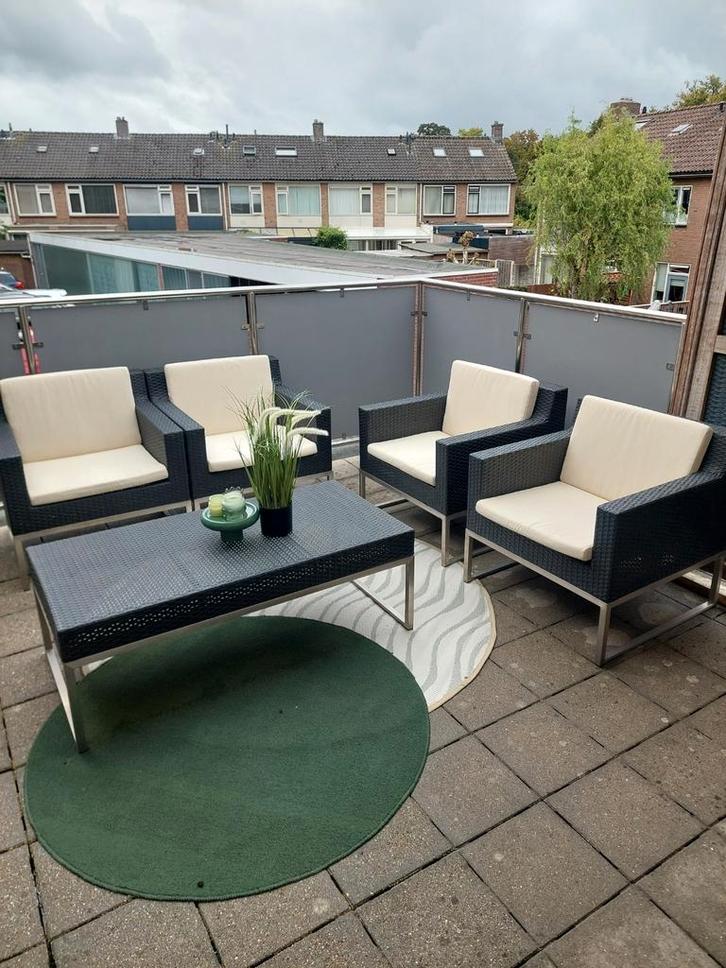 Mooie Wicker Tuinset - 4 Stoelen + Tafel, Tuin en Terras, Tuinsets en Loungesets, Zo goed als nieuw, Wicker, Ophalen