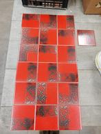 Engelse retro wandtegels rood met zilvergrijs blad mix match, Ophalen