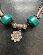 Groene kralen ketting met stenen., Overige materialen, Ophalen of Verzenden, Zo goed als nieuw, Groen