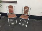 Twee zilverkleurige bistro stoeltjes voor decoratie, Tuin en Terras, Ophalen of Verzenden, Gebruikt, Hout, Inklapbaar
