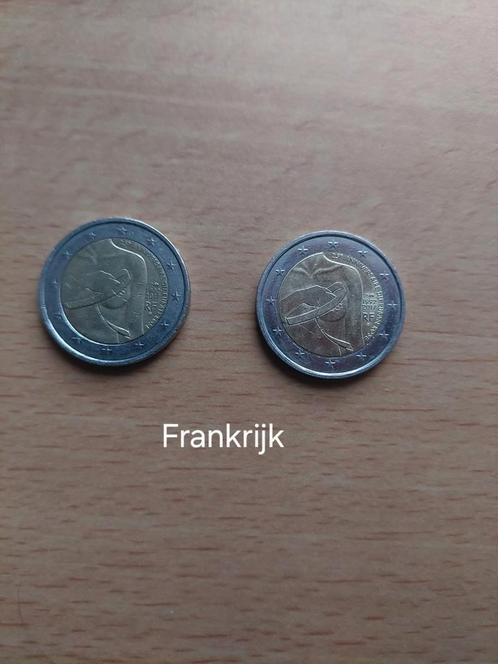 2 euromunten Frankrijk 25e anniversaire du ruban rose, Postzegels en Munten, Munten | Europa | Euromunten, Setje, 2 euro, Frankrijk