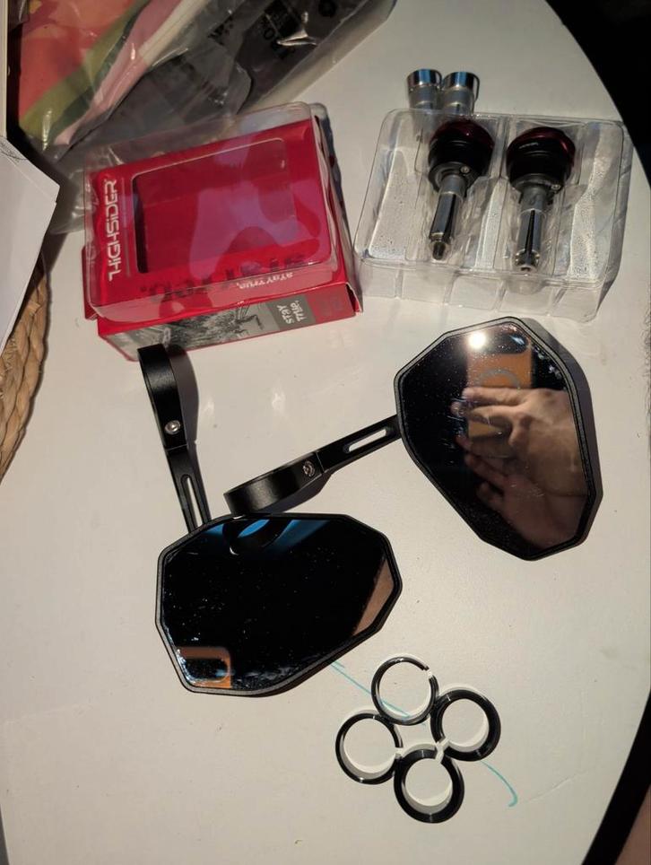 Highsider Victory X Spiegels + Akron LS Bar Ends, Motoren, Accessoires | Overige, Zo goed als nieuw, Ophalen of Verzenden