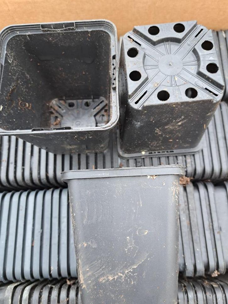 Doos met 480 P9 potten stevige vierkante pot, Tuin en Terras, Bloempotten, Gebruikt, Kunststof, Binnen, Balkon, Tuin, Minder dan 40 cm