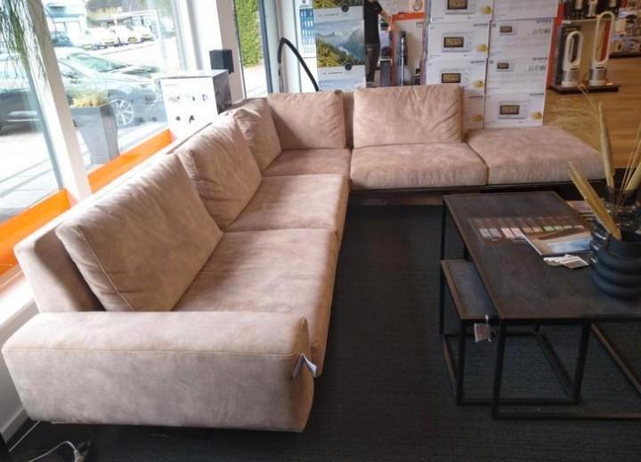 Bank ZICO passe-partout velours beige opruiming, Huis en Inrichting, Banken | Complete zithoeken, Nieuw, Ophalen of Verzenden