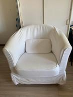Leren Fauteuil met Witte Overtrek, Huis en Inrichting, Fauteuils, Ophalen, Gebruikt, Leer, 75 tot 100 cm