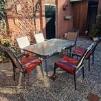 Tuintafel set met 6 stoelen met kussens, Tuin en Terras, Tuinsets en Loungesets, Ophalen, Zo goed als nieuw