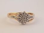 Mooie Gouden Damesring met Diamanten Rozet (Maat 17), Sieraden, Tassen en Uiterlijk, Ringen, Verzenden, Zo goed als nieuw, 17 tot 18