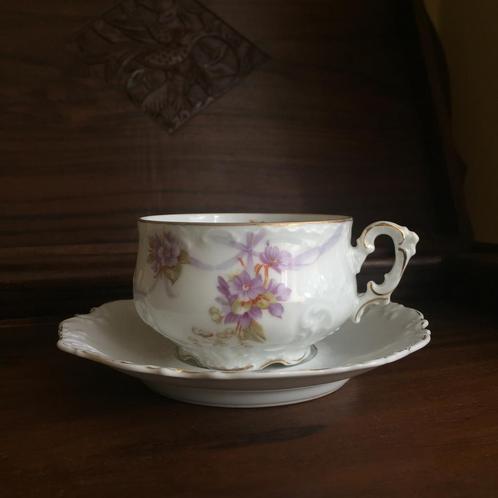 Antique Hermann Ohme Elysee Tea Cup and Saucer, Antiek en Kunst, Antiek | Servies los, Ophalen