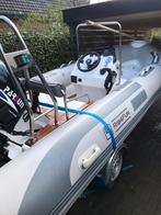 Mooie Rib4Fun 4,80 m. met kanteltrailer, teakdek, Watersport en Boten, Overige materialen, Benzine, Buitenboordmotor, Zo goed als nieuw