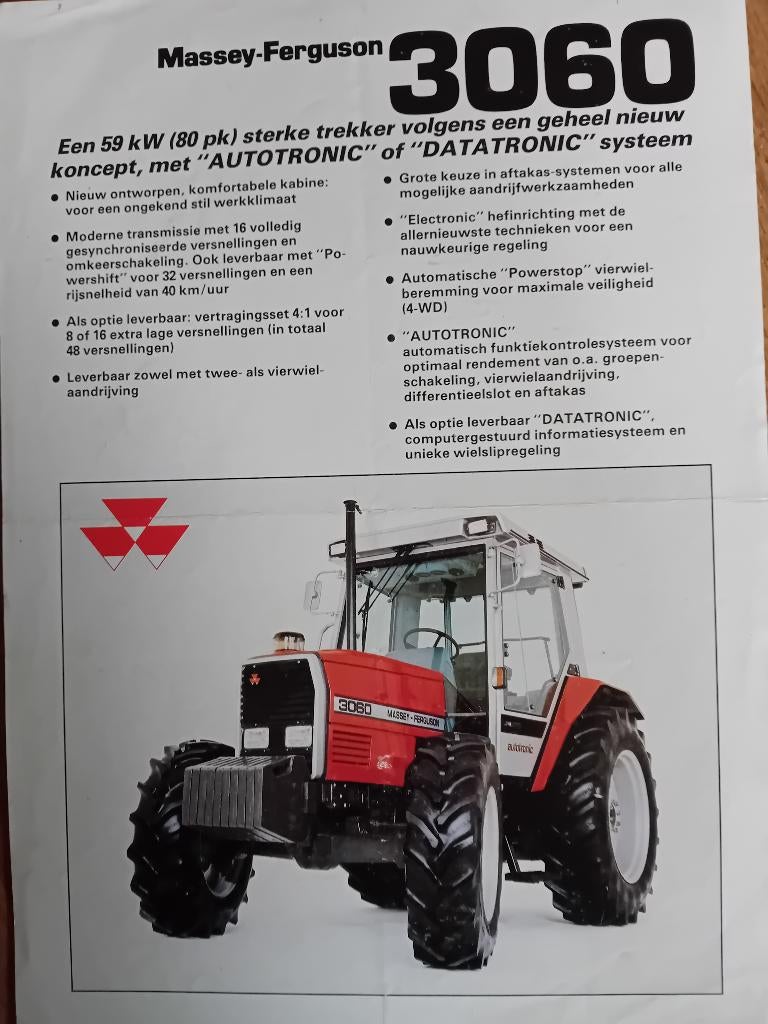 Brochure Massey-Ferguson 3060, Ophalen of Verzenden, Gelezen, Overige merken