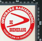 Sticker: Openbare Basisschool De Boemerang - Dordrecht, Verzamelen, Ophalen of Verzenden, Zo goed als nieuw, Bedrijf of Vereniging