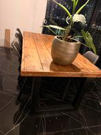 Eetkamerset: Grote tafel + 6 stoelen, Kunststof, Gebruikt, Zwart, Ophalen of Verzenden