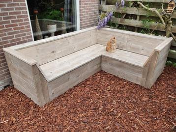 Unieke loungebank, complete loungeset van steigerhout beschikbaar voor biedingen