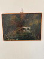 Schilderij: Brug in bosrijk landschap, Antiek en Kunst, Kunst | Schilderijen | Klassiek, Ophalen