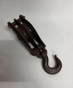 Vintage antiek zwaar industrieel katrol hijshaak - 36 cm, Antiek en Kunst, Ophalen of Verzenden