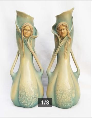 Paar Art Nouveau Vazen (2) - Bernard Bloch - Grumbach. beschikbaar voor biedingen