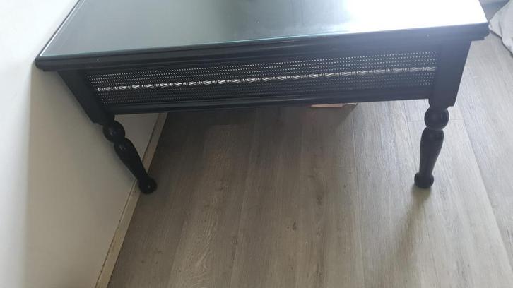 Luxe Zwarte Meubelset Salontafel & Kastje met Zilver sier, Huis en Inrichting, Tafels | Salontafels, Zo goed als nieuw, 75 cm of meer