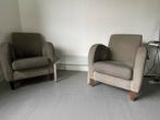 Twee vintage fauteuils met grijze bekleding, Ophalen, Gebruikt, Minder dan 75 cm, Vintage