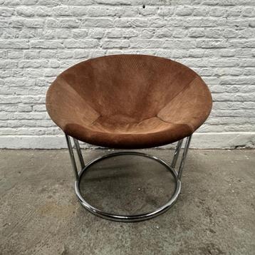 midcentury design ballon chair - chroom, suede - Lusch&Co beschikbaar voor biedingen