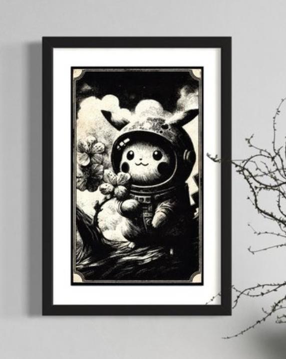 Pikachu (Pokemon) Stellar Spring, Antiek en Kunst, Kunst | Schilderijen | Modern, Ophalen of Verzenden