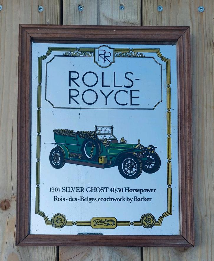 Rolls-Royce Spiegel - 1907 Silver Ghost, Antiek en Kunst, Antiek | Spiegels, Minder dan 50 cm, Minder dan 100 cm, Rechthoekig