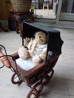 Vintage Houten Poppenwagen met Teddybeer, Antiek en Kunst, Antiek | Speelgoed, Ophalen of Verzenden