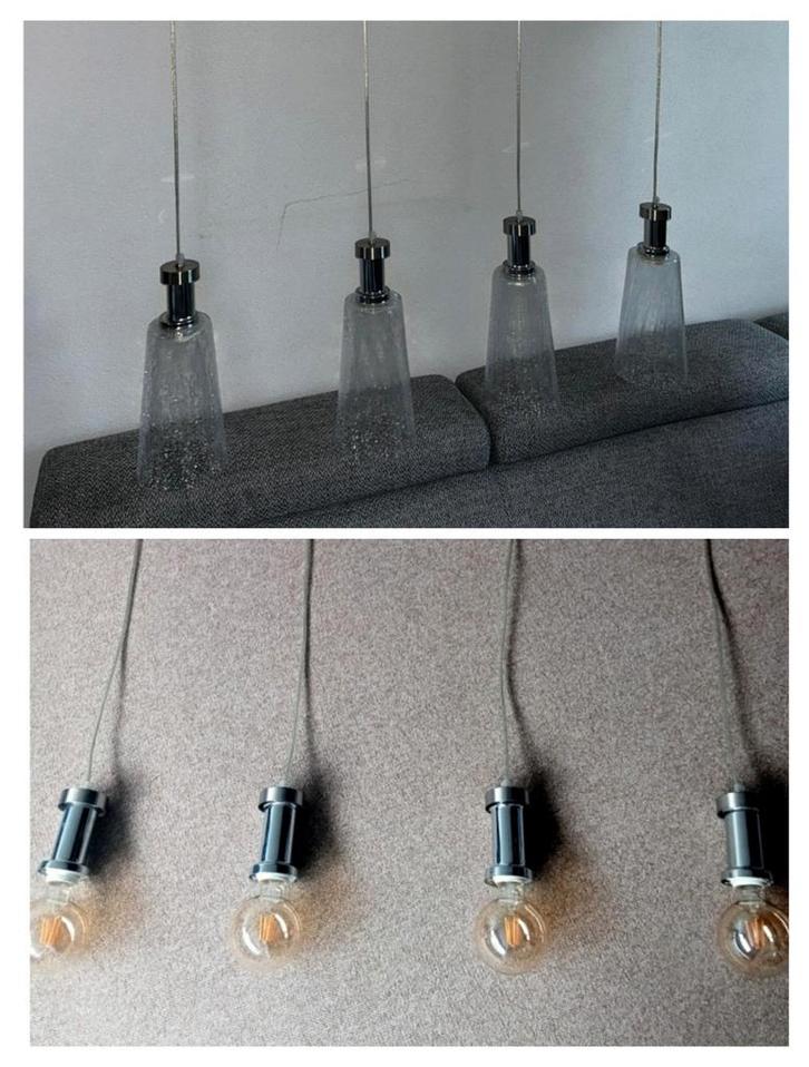 Glazen Hanglamp - Stijlvol Design, Huis en Inrichting, Lampen | Hanglampen, Zo goed als nieuw, Minder dan 50 cm, Glas, Metaal