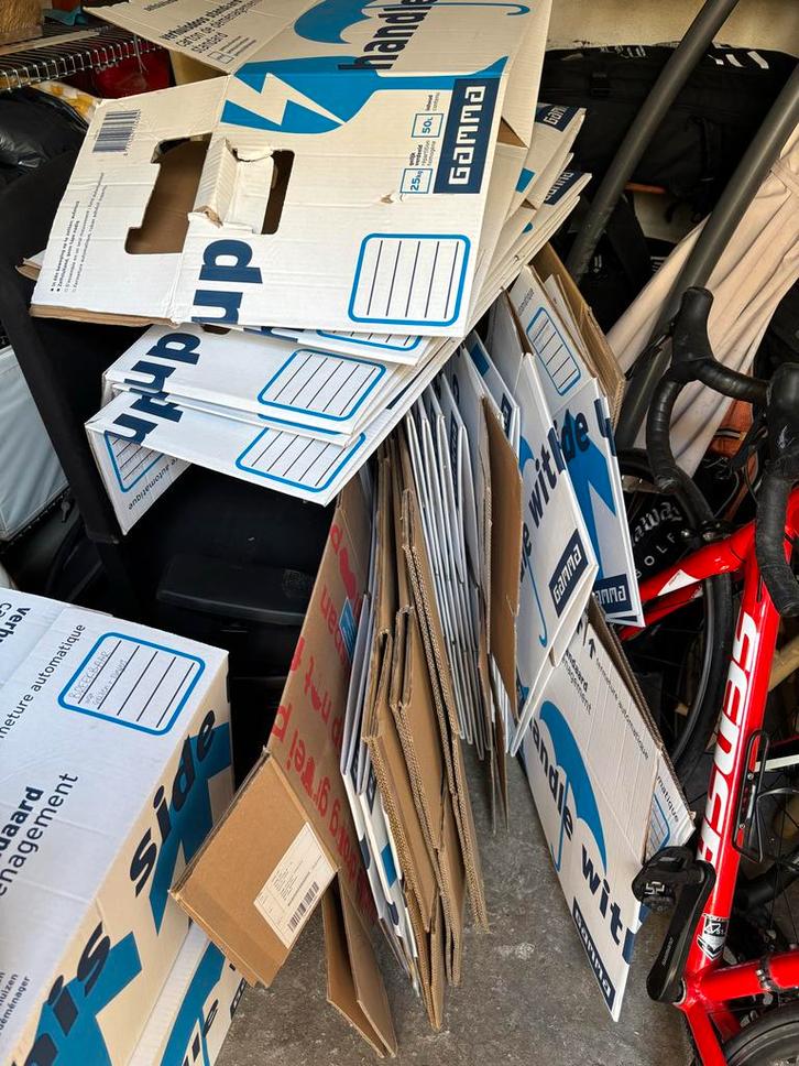 25 Verhuisdozen, waarvan 20 Gamma, Huis en Inrichting, Woonaccessoires | Kisten, Gebruikt, Minder dan 50 cm, Overige materialen
