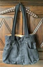 Zwarte, gevoerde tas broek 2 binnenvakjes; 32 x 43 x 13 cm, Sieraden, Tassen en Uiterlijk, Handtas, Gebruikt, Ophalen of Verzenden