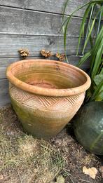handgevormde terra cotta pot bloempot 35 cn hoog tuinpot, Steen, Minder dan 60 cm, Rond, Ophalen of Verzenden