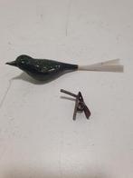 Antieke glazen vogel met clip en staart, Diversen, Kerst, Gebruikt, ., Ophalen of Verzenden, .