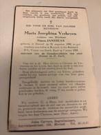 Verheyen Maria 1882 Mortsel 1962 Kontich x Janssens, Verzamelen, Bidprentjes en Rouwkaarten, Ophalen of Verzenden, Bidprentje