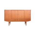 Westergaard teak design highboard met schuifdeuren, Ophalen, Gebruikt, 150 tot 200 cm, Glas