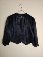 Vintage oversized jasje / blazer - zwart - glimmend - 38 / M, Jasje, Maat 38/40 (M), Vintage, Ophalen of Verzenden