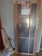 2 x opdekdeur met bronsglas, kleur lichteiken houtlook., Ophalen, 80 tot 100 cm, Binnendeur, Nieuw