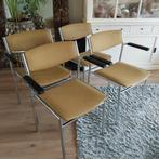 Vintage chrome buisframe stoelen okergeel, Huis en Inrichting, Stoelen, Ophalen, Overige kleuren, Overige materialen, Zo goed als nieuw