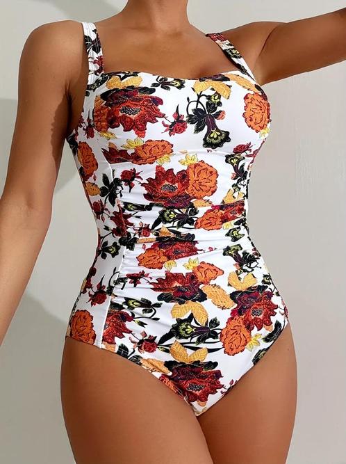 Corrigerend badpak wit oranje bruin 38 40 42 44 46, Kleding | Dames, Badmode en Zwemkleding, Nieuw, Badpak, Oranje, Ophalen of Verzenden