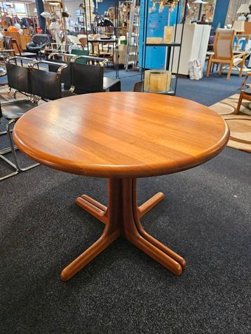 Ronde vintage eettafel Deens teak extra blad  beschikbaar voor biedingen
