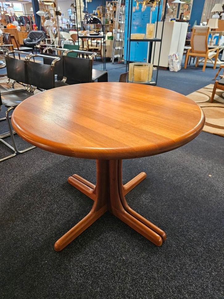 Ronde vintage eettafel Deens teak extra blad, Antiek en Kunst, Antiek | Meubels | Tafels, Ophalen of Verzenden