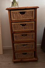 Ladenkastje met rieten mandjes, Huis en Inrichting, Kasten | Ladekasten, Ophalen, 50 tot 100 cm, Zo goed als nieuw, 3 of 4 laden