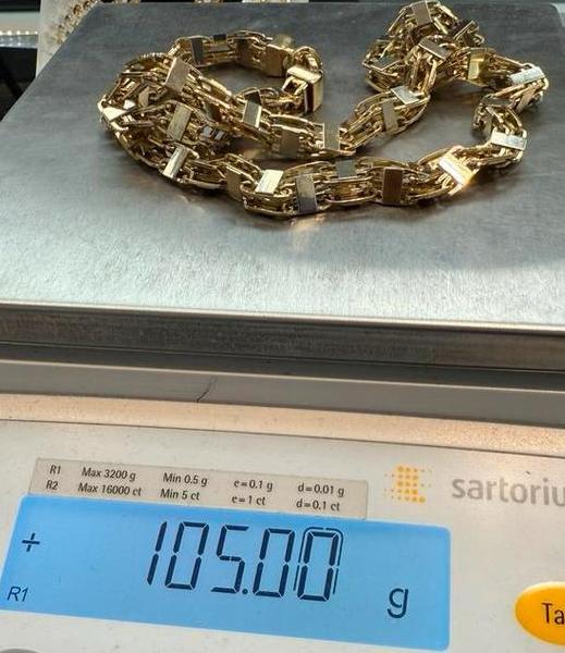 Prachtige 18 karaats gouden massieve magnum ketting 105 gram, Sieraden, Tassen en Uiterlijk, Kettingen, Zo goed als nieuw, Goud