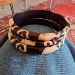 Vintage Afrikaanse Koehoorn Armbanden, Ophalen of Verzenden, Gebruikt, Bruin, Overige materialen