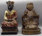 2 Unieke Houten Chinese Vintage Goden Polychroom beelden, Antiek en Kunst, Ophalen of Verzenden
