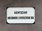 Emaille Reclamebord Agentschap Amsterdamse Levensver. Bank, Ophalen of Verzenden, Reclamebord